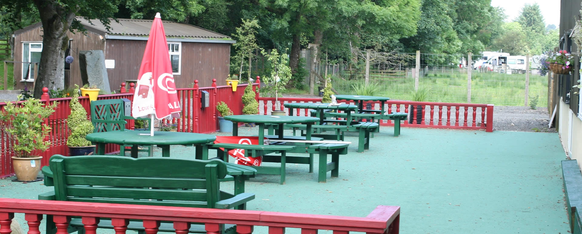 Outdoor seating area at The Green Frog, Moffat