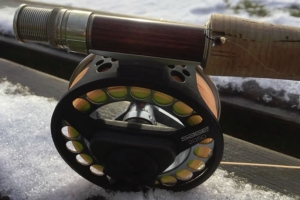 Fishing with a buzzer on the snow at Moffat Fishery January 2019